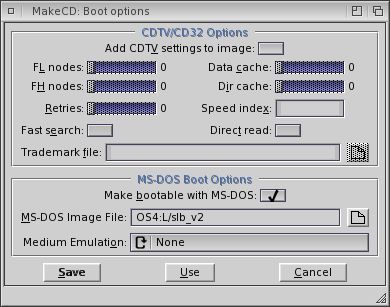 MakeCD Boot options