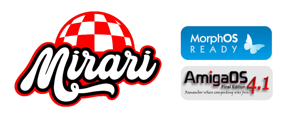 logo of Mirari, MorphOS and AmigaOS