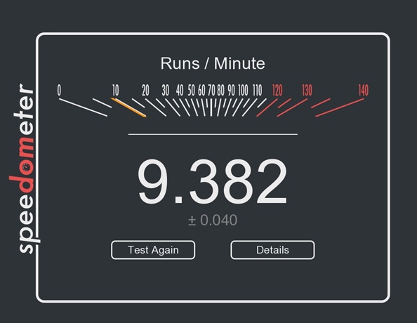 Screenshot with speedometer result