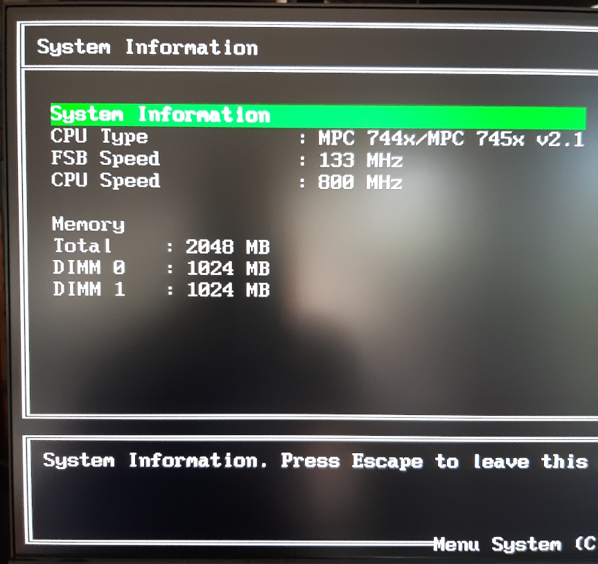 U-Boot system information with both RAM modules installed.